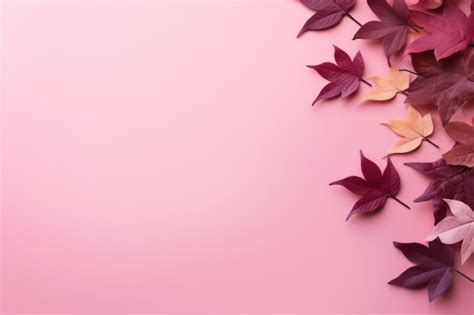 Premium Ai Image Autumn Leaves In Various Colors On A Pink Backdrop