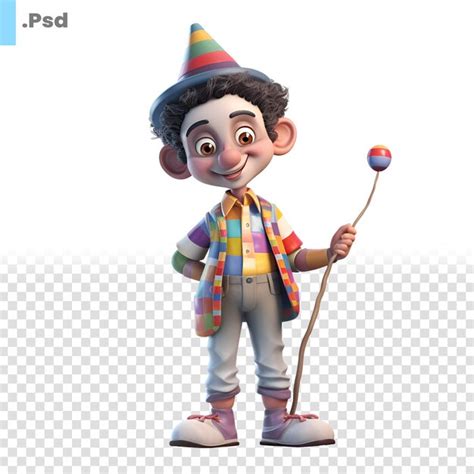 Renderização 3d de um menino chapéu de festa e modelo psd de