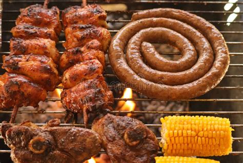 South African Braai Braaied Meat Including Boerewors Sausage Lamb