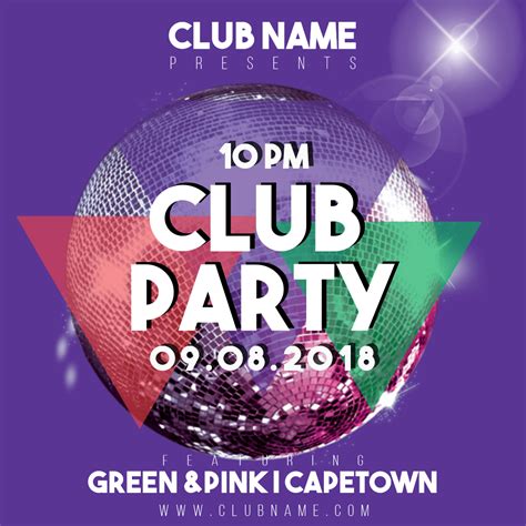 Club Party Invitation Card Easy To Design Template 1456874