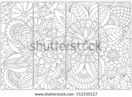 Set Four Bookmarks Black White Abstract Stock Vector 493178314