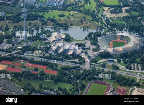 Olympia stadium in Munich seen from above Stock Photo - Alamy