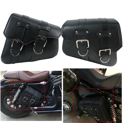 2x Universal Motorcycle Saddlebags PU Leather Saddle Motorcycle Bag For