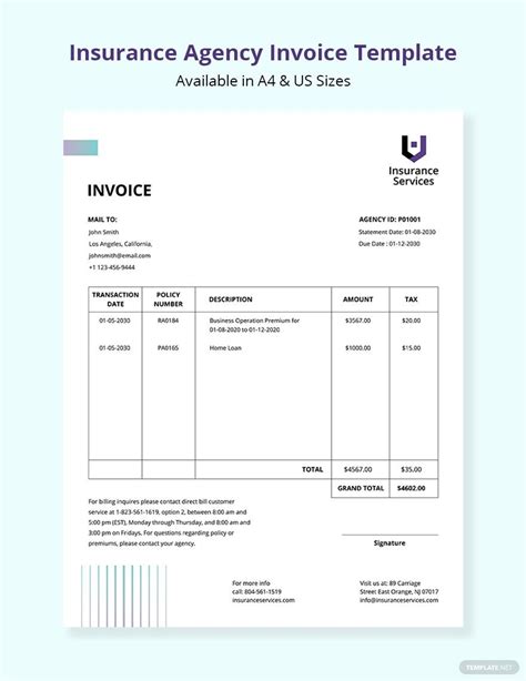 Insurance Invoice Template Fill Online Printable Off