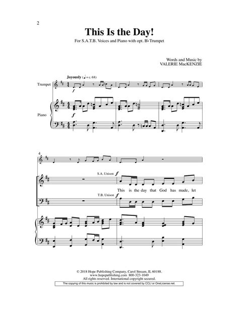 Valerie MacKenzie This Is the Day! Sheet Music Notes, Chords | Sheet ...