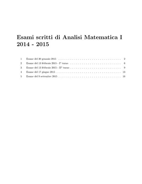 Esami Scritti Esami Scritti Di Analisi Matematica I