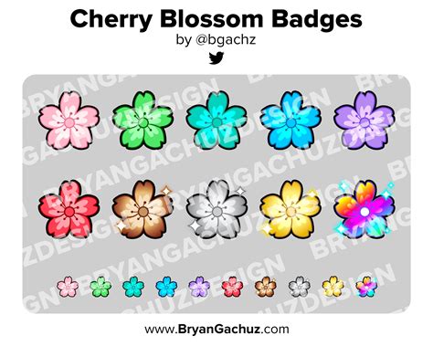 Colorful Cherry Blossom Subscriber Loyalty Bit Badges Etsy