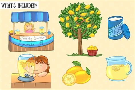 S Es Limonade St Nder Clip Art Set Limonade Kinder Clip Art Sommerzeit