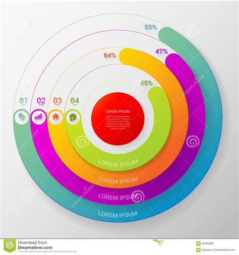 Vector Circular Chart Graph Infographic Template Background Stylish