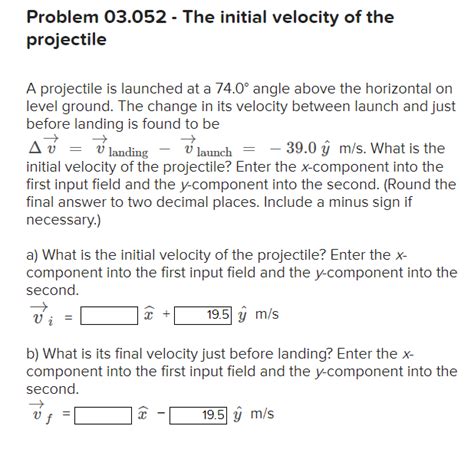 Solved Problem 03.052 - The initial velocity of the | Chegg.com