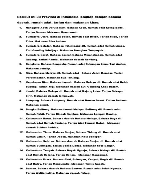 berikut   provinsi  indonesia lengkap  bahasa daerah