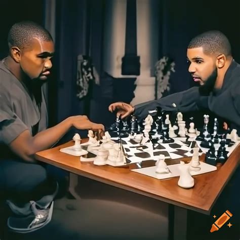 Kanye West And Drake Playing Chess On Craiyon