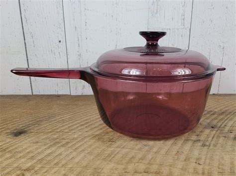 Vintage Corning Cranberry Vision Cooking Pot W Lid L Etsy Canada