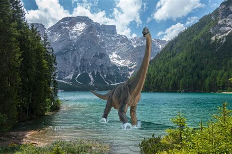 Brachiosaurus In Het Water Fotobehang