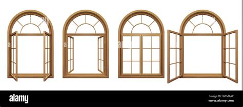 Collection Of Isolated Wooden Arched Windows Stock Photo Alamy