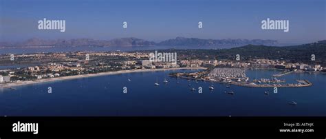 Aerial Panoramic Image Of Alcudiamar Marina And Beach Puerto Alcudia