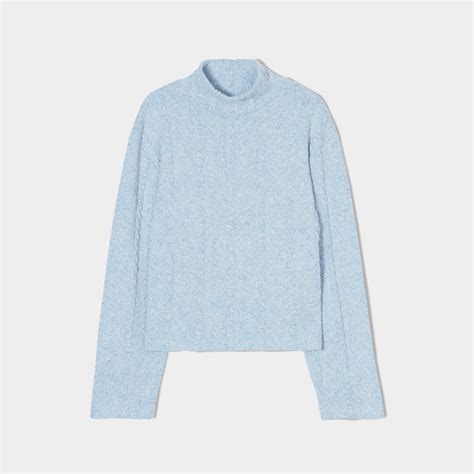 Pull Col Montant Torsades Bleu Ciel Femme Cache Cache