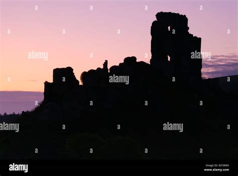 Sunrise Corfe Castle Stock Photo - Alamy