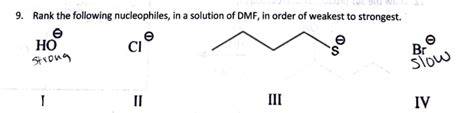 Answered 9 Rank The Following Nucleophiles In Bartleby