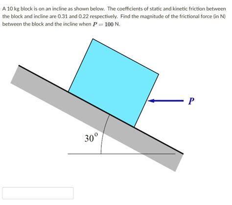 SOLVED A 10 Kg Block Is On An Incline As Shown Below The Coefficients