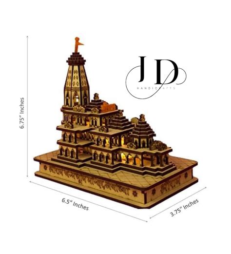 Ram Mandir Ayodhya Model Wooden Temple With Light 6X4 INCH Handcrafted Hindu Temple Unique ...