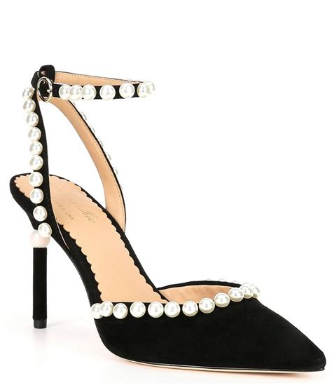 Antonio Melani X Nicola Bathie Bebe Suede Ankle Strap Pearl Detailing