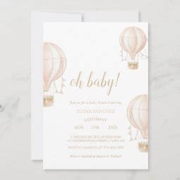 Soft Pink Hot Air Balloon Baby Shower Invitation Zazzle