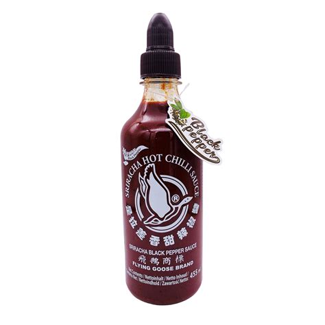 Sriracha Hot Chilli Sauce Black Pepper 455ml By Flying Goose Thai Food Online Authentic