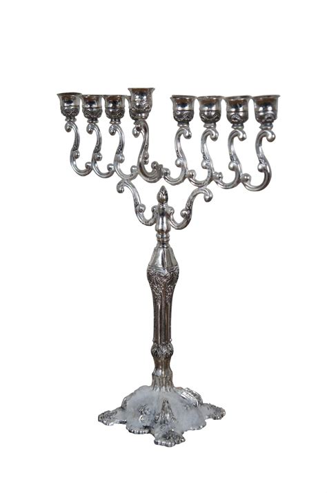 Vintage Legacy Judaica Silver Plate Jewish Chanukah Menorah Candelabra