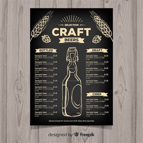 Premium Vector Hand Drawn Craft Beer Menu Template