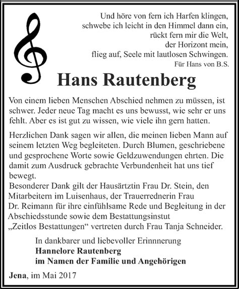 Traueranzeigen Von Hans Rautenberg Trauer In Thueringen De