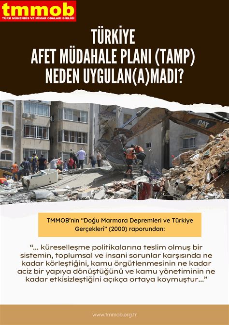 TÜRKİYE AFET MÜDAHALE PLANI TAMP NEDEN UYGULAN A MADI tmmob org tr