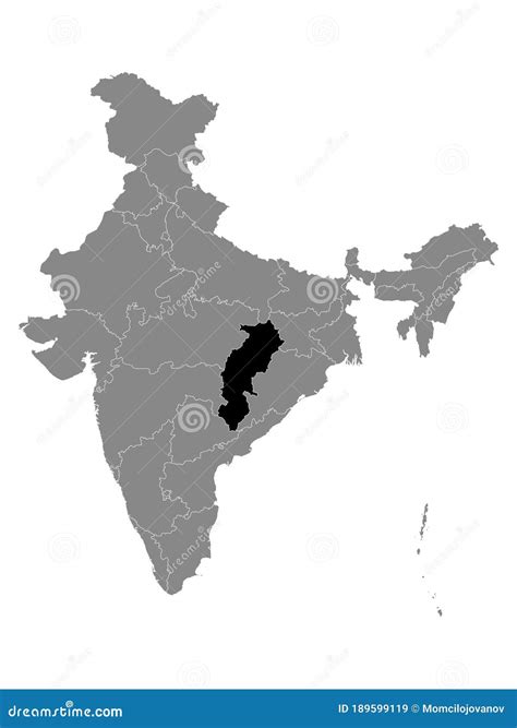 State Of Chhattisgarh India With Capital City Raipur Hand Drawn Map