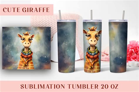 Watercolor Cute Giraffe Tumbler Wrap 20 Graphic By ElenaZlataArt