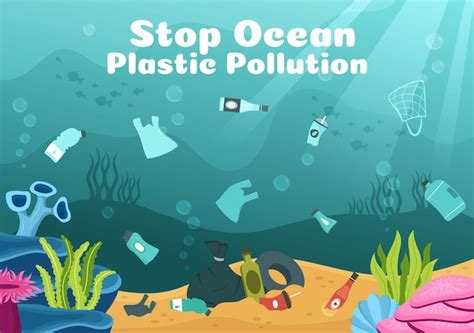 Premium Vector Stop Ocean Plastic Pollution Illustration With Trash