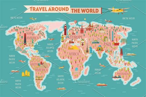 Travel Maps Calendars 2018 Travel And Tourism Illustrated Map Map