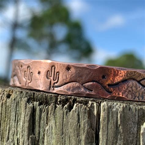 Southwest Desert Jewelry Cactus Bracelet Custom Copper Cuff Etsy