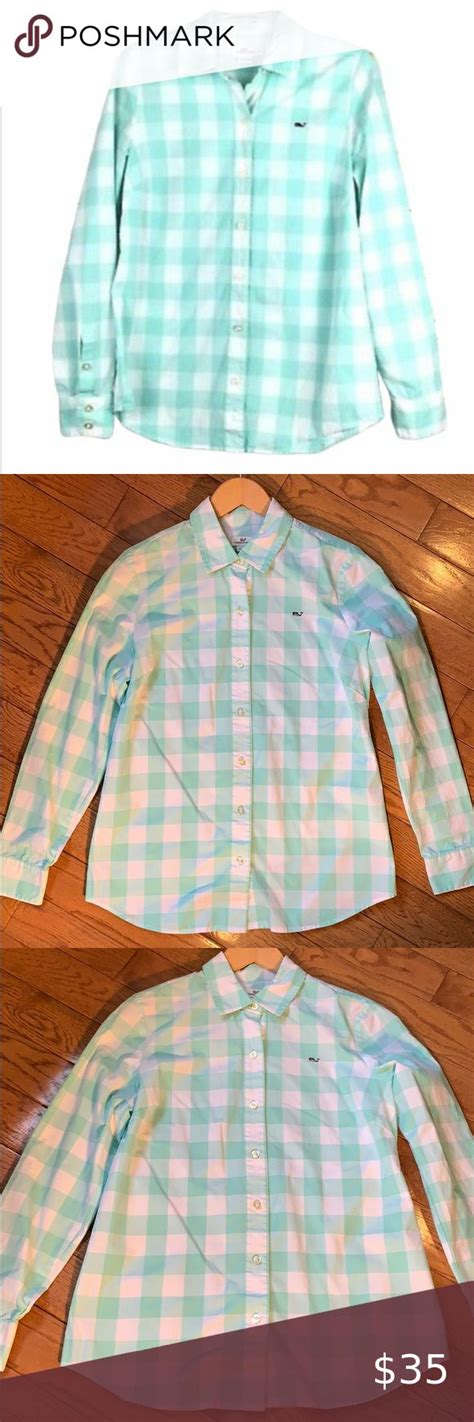 Vineyard Vines Mint Green Gingham Button Up Gingham Colorful Shirts Gingham Shirt