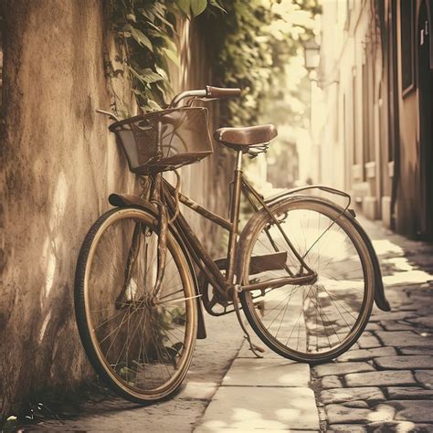 Premium Ai Image Vintage Bicycle In A Rustic Alley Nostalgic Weather