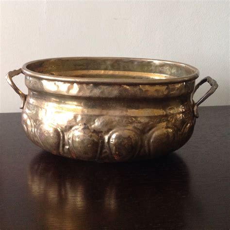 Hosley Solid Brass Planter With Handles Oval Made In India Brass Planter Solid Brass Brass