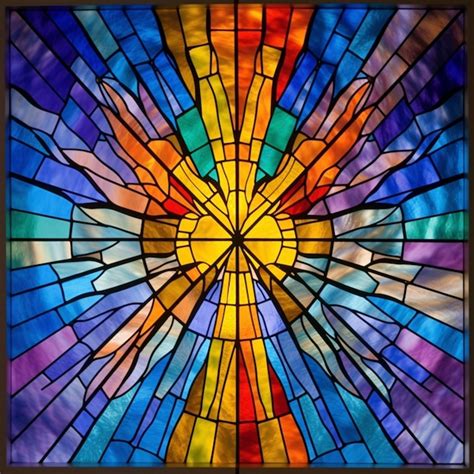 Premium Ai Image A Close Up Of A Stained Glass Window With A Cross In The Center Generative Ai