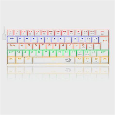 Teclado Mecânico Gamer Compacto Redragon Lakshmi Lunar White Iluminação