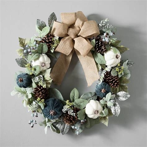 Natural Blue Burlap Bow Mix Wreath From Kirkland S Fall Wreaths