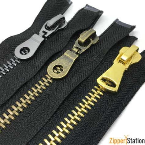 Heavy Duty Metal Open End Zips Antique Brass Gun Metal Gold N