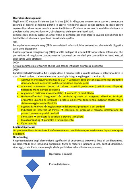 Appunti Gestione Produzione E Logistica Operations Management Negli