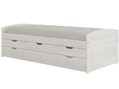 Lit Gigogne Couchages X Cm Ulli En Pin Massif Blanc Tiroirs