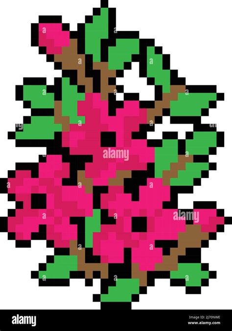 Flower Pixel Art On A White Background Pixel Art Vector Illustration