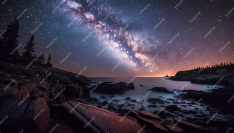 Premium AI Image | A starry night sky over the sea with the milky way ...