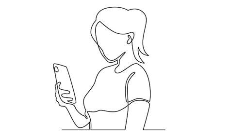 Premium Vector | Continuous line of woman holding phone illustration