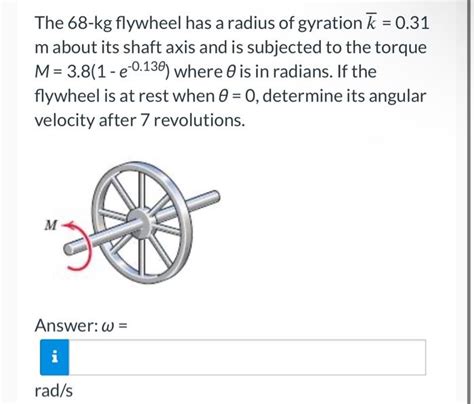 Solved The 68 kg flywheel has a radius of gyration kˉ 0 31 m Chegg